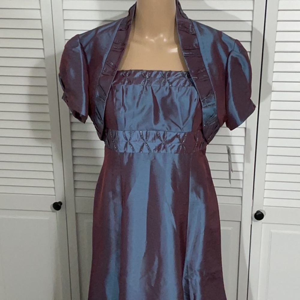 Cachet Strapless Iridescent Blue-Purple Evening Gown